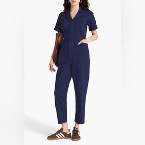 ALEX MILL- Standard Cropped Cotton Blend Jumpsuit Navy Size S